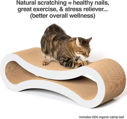 Double-Sided Infinity Cat Scratcher Lounge - Durable Recycled Corrugated Cardboard Cat Scratching Bed