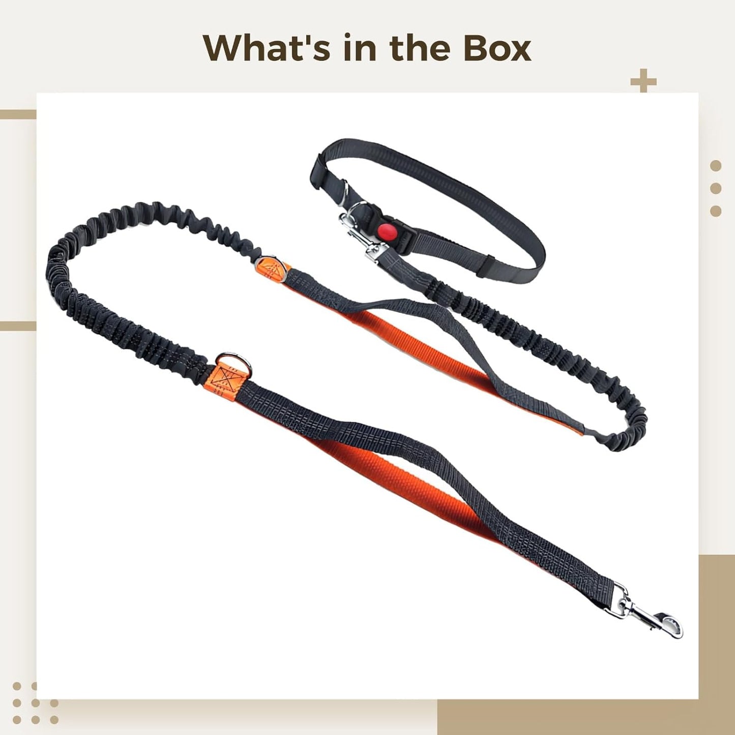 Hands-Free Dog Leash for Running, Waist Adjustable, 5.4-7.9 Ft, Reflective