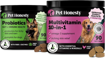 Dog Digestive & Complete Health Bundle – Probiotic Chews (Pumpkin, 90 ct) + 10-in-1 Multivitamin Chews (Chicken, 90 ct)