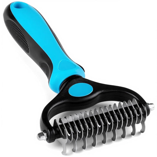 Pet Dematting Comb Grooming Tool, Double-Sided Deshedding Brush for Dogs & Cats, Removes Mats, Tangles & Loose Fur