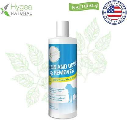 Hygea Natural Stain and Odor Eliminator, Pet Odor and Stain Remover for Urine & Vomit, Spot Carpet Cleaner for Small Animal, 16 Oz