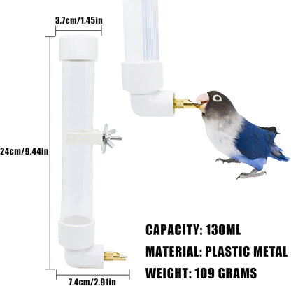Automatic Parrot Water Dispenser - 130ML Bird Water Bottle with Cleaning Brush, Cage Accessories Drinker Bowl Fountain for Parakeet, Cockatiel, Lovebirds