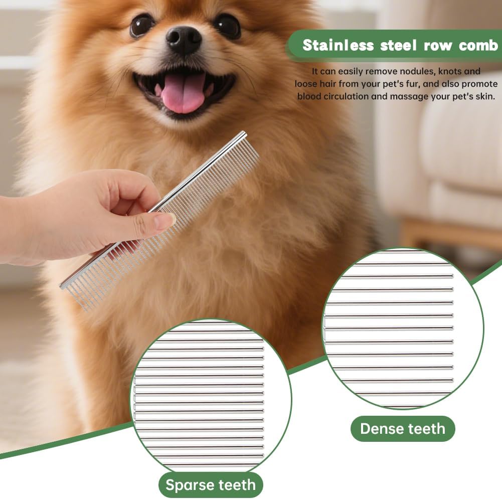 Deshedding Dog Brush Pets Shedding & Grooming Tools with 1 Steel Comb Pet Hair Removal Tool for Cats, Dogs, Horses(Color:Black)