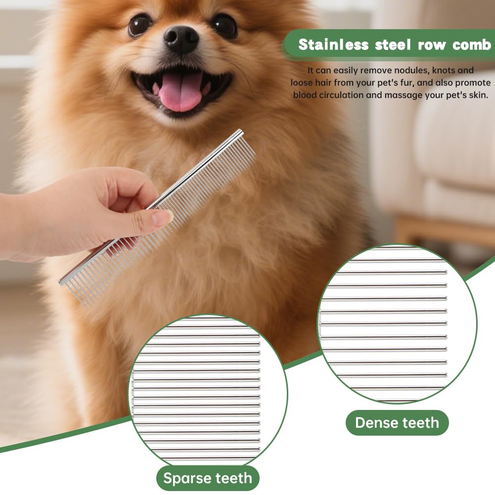 Deshedding Brush with Steel Comb,Dog Brush for Shedding,Pet Hair Removal Tool for Cats, Dogs, Rabbits, Horses, Matted Hair, Loose Hairs