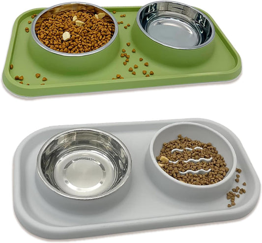 BNOSDM Dark Green Dog Food Bowls and Slow Feeder Dog Bowls for Puppy Cats Kitten Small Dogs