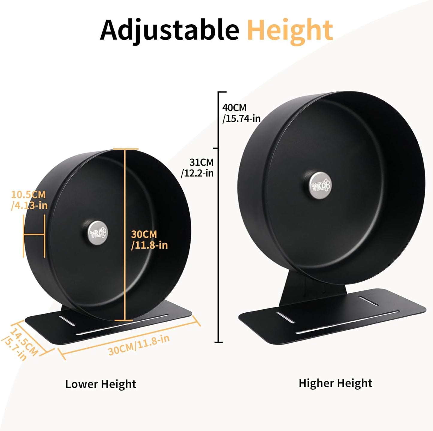 11.8" Silent Hamster Exercise Wheel, Aluminum Alloy Noiseless Running Wheel for Syrian Hamsters, Fancy Rat, Hedgehogs and Small Pets (Base-Black)