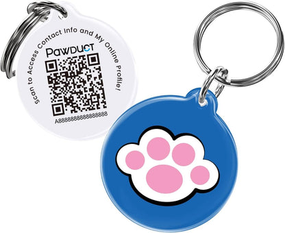 Smart QR Code Cat Tag – Customized Pet ID Tag with Online Editable Contact Info, Privacy Control, Lost & Found Alerts, Health Management, Stylish Pet Accessories & Gift Options,Blue, Cat Paw