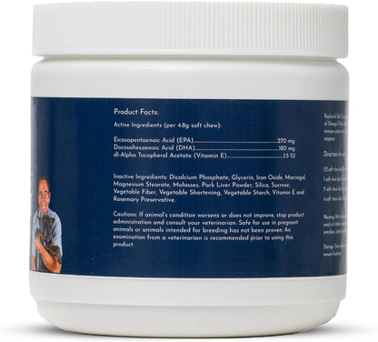 Dr. Jeff Werber Replenish Omega 3 Fatty Acid Chew for Pets & Dogs - Soft Fish Oil Chews with Natural Ingredients for Boosting Immune System and Regulating Inflammatory Response - 60 ct. (Small/Medium)