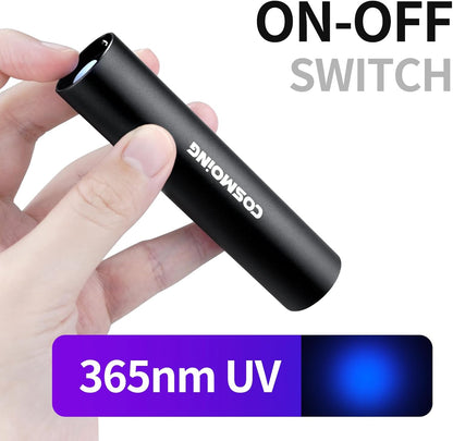 UV Flashlight USB Rechargeable, 365nm Black Light (2 PACK), Mini & Powerful Upgrade Ultraviolet Flashlight Portable Detector for Pet Urine, Cat Dog Stains, Scorpion, Bed Bug