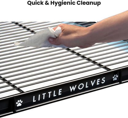 Little Wolves Puppy Potty Tray – 22x22 Shred-Proof Heavy-Duty Training Tray for Puppies & Small Dogs, Easy-Clean, Indoor Dog Pee Pad Holder (Small Gap)