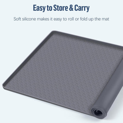 Pee Pad Holder for Dogs, 51" x 25.6" Silicone Pee Tray Mat Leak-Proof, High Edge, No Spill Pet Pad Holder for Puppy, Cat, Rabbit, Training Pads for Floor Protection, No Pee Pads (Grey)