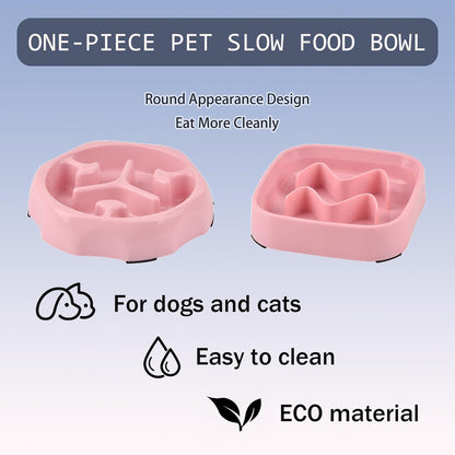 2 Pack Slow Feeder Bowls - Small Breed, Pink Silicone, Slow Down Eating Speed for Medium Small Breed Dogs & Cats