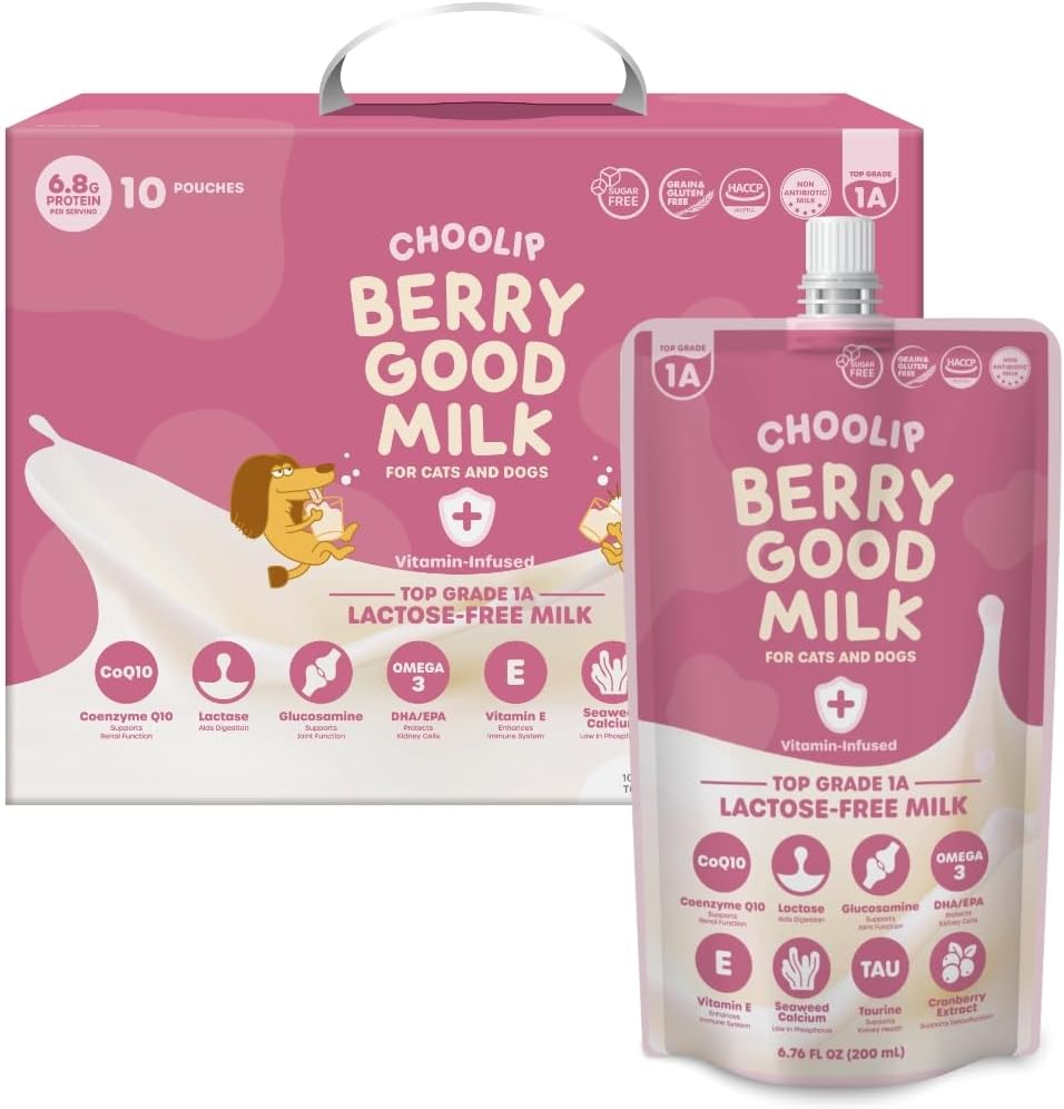 Choolip Bundle | Berry Good Milk 10pk Vitamin-Infused + 49pc Skin and Coat Support Squeeze Vita Sticks with Essential multivitamins [Both Products are for Cats & Dogs of All Life Stages]