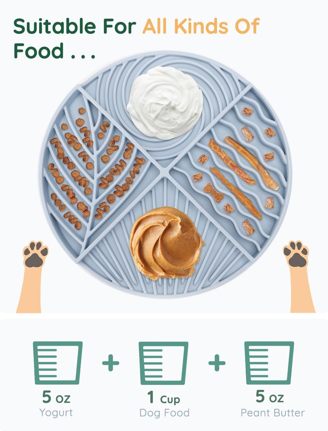 Slow Feeder Dog Bowls, Lick Mat for Dog, Silicone Dog Feeding Bowls with Suction Cups, Blue