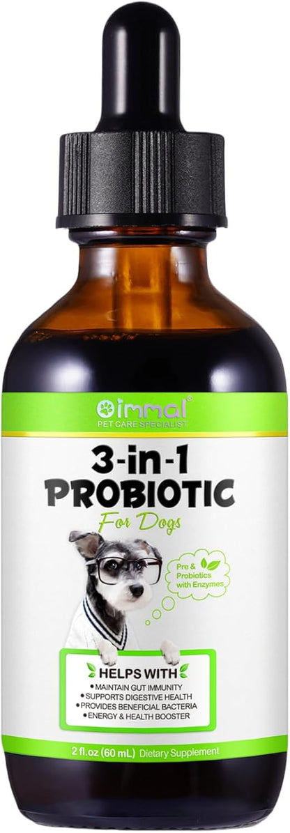 Liquid Dog Probiotic,Natural 3 in 1 Probiotic for Dogs, Dog Digestive Support,Gut Health Support,Help with Diarrhea,Gas and Bloating,Dog Herbal Supplements- 60ml
