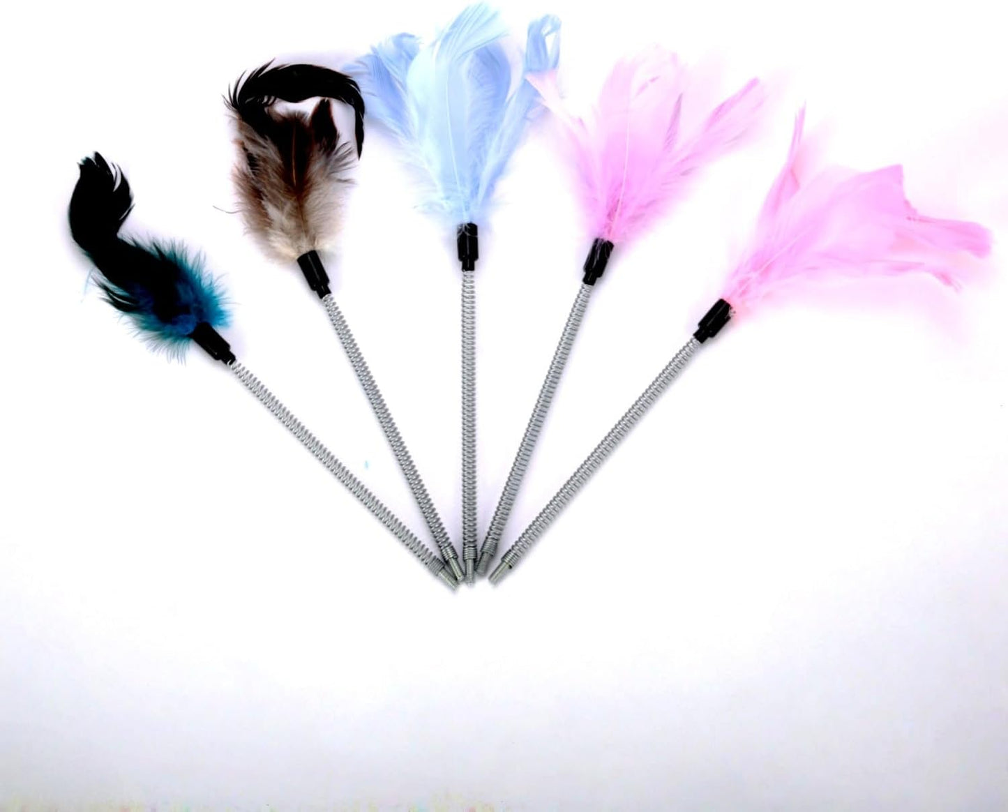 SHENGOCASE 5-Pack Feather Toy Replacement, Spring Rod with M6 Screw, Interactive Hanging Toy, Cat Tree Scratching Post Accessories