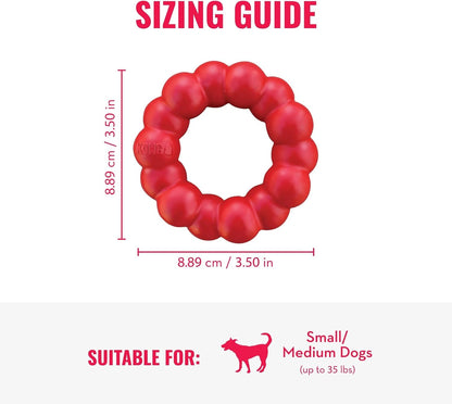 KONG Ring - Natural Rubber Ring Toy for Healthy Chewing Habits - Chew Toy Supports Dog Dental Health - Dog Toy Supports Instincts During Playtime - for Small/Medium Dogs