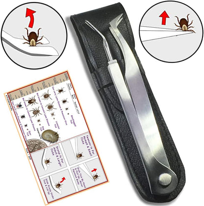 eTradewinds Tick Remover Tool | Tick-Off Pro | Hygienic All Stainless Steel Tick Removal Tool with Leather Case (2-Pack)