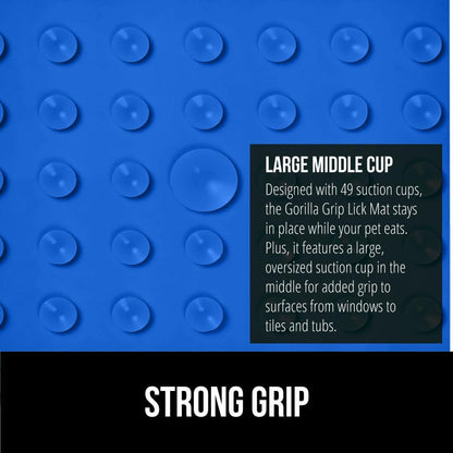 Gorilla Grip Dog and Cat Lick Mat 2 Pack and Silicone Pet Feeding Mat, Interactive Activity Toy Licking Pad 1 Royal 1 Green, 18.5x11.5 in Dog Cat Food Mat Contains Spills Gray Color, 2 Item Bundle