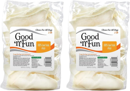Good ’n’ Fun 100 Percent Beef Hide Chips 1 Pound, Rawhide for Dogs (Pack of 2)