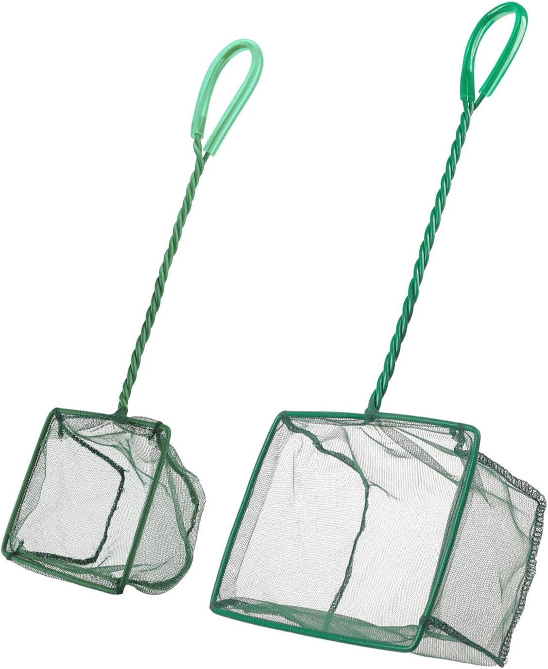 Pawfly Aquarium Fish Net with Braided Metal Handle Square Net with Soft Fine Mesh Sludge Food Residue Wastes Skimming Cleaning Net for Fish Tanks Small Koi Ponds and Pools