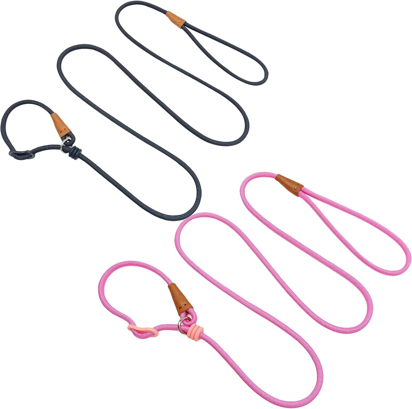 6ft Small Dog Training Leash, 1/4 inch (Black + Pink)