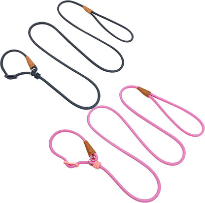 6ft Small Dog Training Leash, 1/4 inch (Black + Pink)