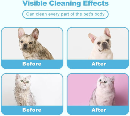 Pet Cleaning Glove Wipes for Dogs & Cats, Cleaning and Deodorizing Disposable Bathing Wipes for Fur, Paws and Butt,Rinse Free for Grooming and Travel, Hypoallergenic Unscented, 6 PCS