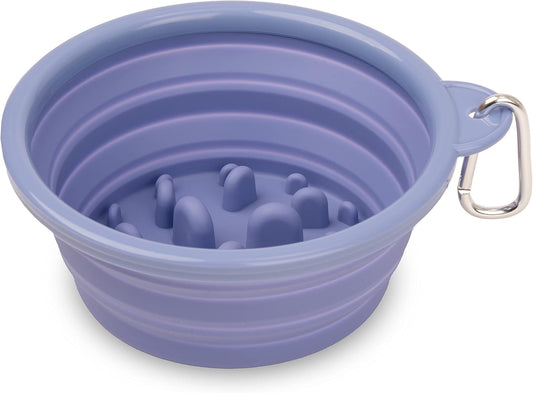 Bonza by Leash Boss Collapsible Dog Slow Feeder Bowl, Portable Silicone Travel Bowl for Food & Water, Slow Eating for Large, Medium, & Small Sized Breeds, Anti-Choking, BPA-Free, Dishwasher Safe