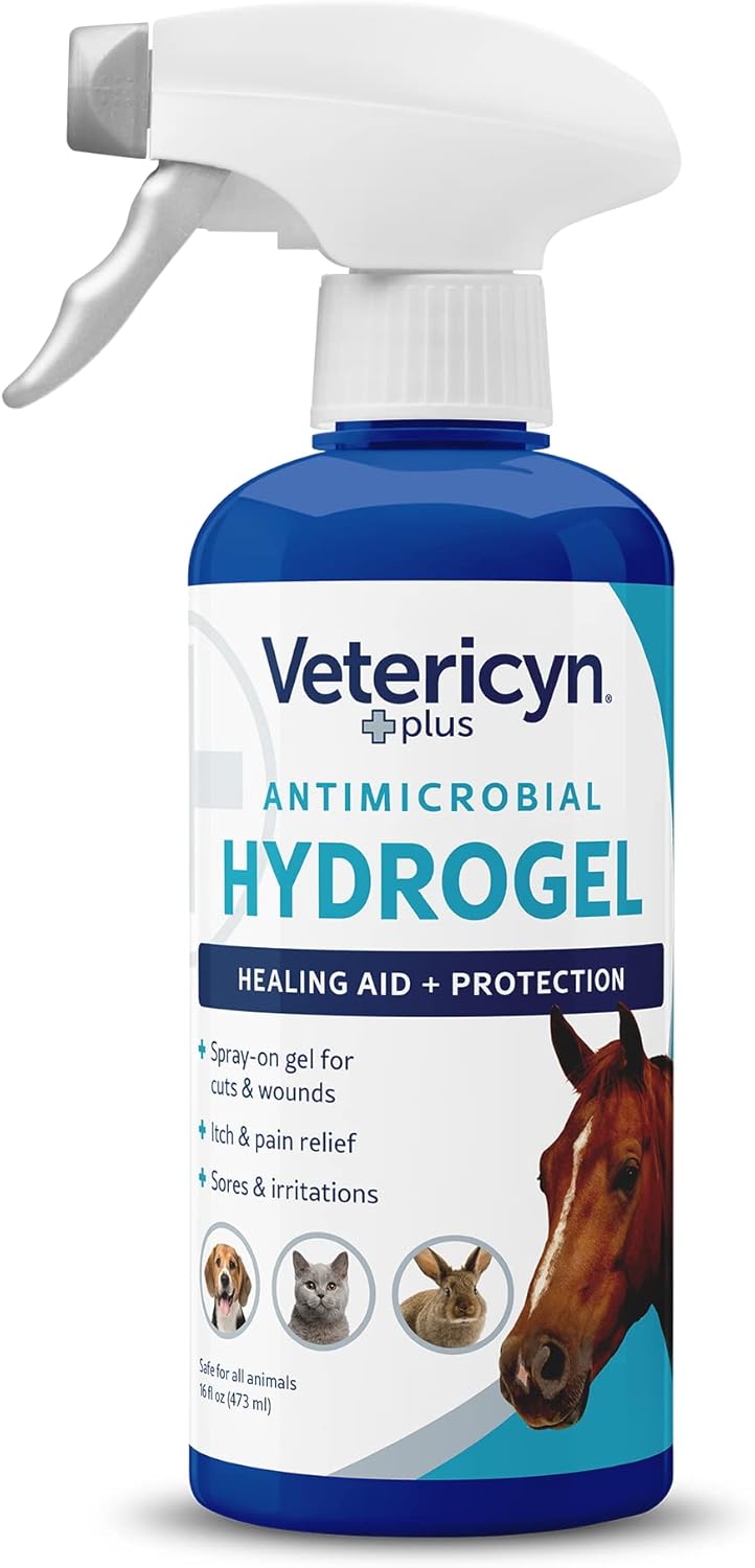 Vetericyn Plus All Animal Wound Care Hydrogel Spray | Healing Aid and Wound Protectant, Sprayable Gel to Relieve Dog, Cat, Horse Itchy Skin, Safe for All Animals. 16 ounces