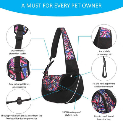 Dog Sling Carrier for Small Dogs & Cats, Mesh Pet Travel Crossbody Bag, 10 lb Adjustable Cat Carrier, Dog Papoose with Zipper Touch Pocket, for Pets(Red camo, Small)