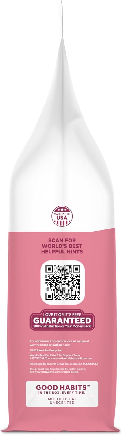 WORLD'S BEST CAT LITTER Good Habits Cat Attract Litter | Natural Plant-Based Attractant | Multicat Flushable Corn Litter | Unscented Odor Control | Low Tracking & Lightweight | Made in USA 15lb Bag