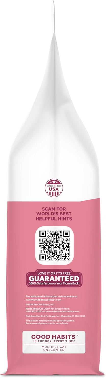 WORLD'S BEST CAT LITTER Good Habits Cat Attract Litter | Natural Plant-Based Attractant | Multicat Flushable Corn Litter | Unscented Odor Control | Low Tracking & Lightweight | Made in USA 15lb Bag