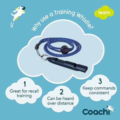 Coachi Training Whistle, Ideal for Obedience and Recall Training, Strong Clear Sound, Lightweight Polymer Material and Compact, Adjustable Reflective Lanyard, Suitable for Puppy & Dog Training (Navy)