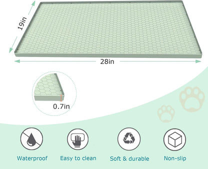 Cat Litter Mat for Litter Box, Silicone Large Cat Litter Trapping Mat - 28x19 in, Waterproof & Non-Slip, Durable & Easy Clean, Green
