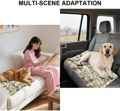 Feathers Paw Print Camouflage Dogbeds for Medium Dogs Kennel Mats for Crates Dog Kennel Pads Crates Dog Crate Beds Washable Non-Slip Bed Crate Small Puppy Bed Mat Car Pillow Indoor Outdoor 24X18 Inch