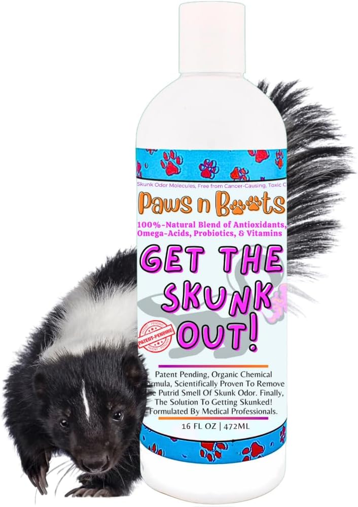 Skunk Odor Remover, #1 Most Effective & Safest Formula Available. Shampoo Guranteed to Get The Skunk Out! 100% Natural, Non-Toxic, Safe to Use on Dogs/Cats, Clothing, Furniture, Even You!
