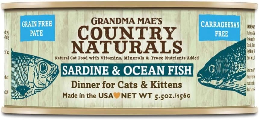 Grandma Mae'S 79700186 5.5 Oz Grain Free Sardine & Ocean Fish Dinner Cat Food (24 Pack), One Size