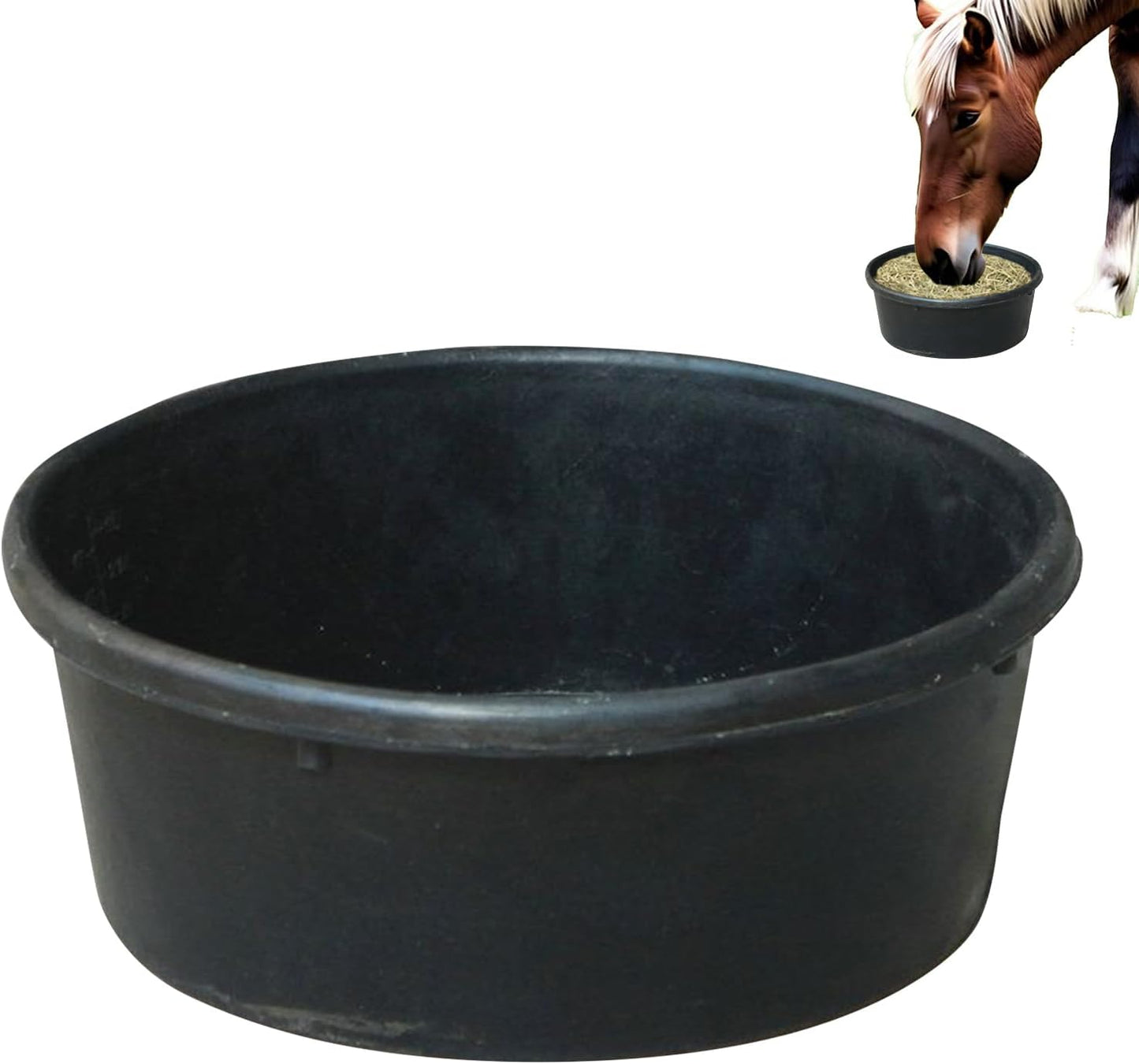 Horse Feed Pan, 4L Rubber Animal Feed Bowl, Water Trough Food Container for Dog Cat Duck Chicken Small Animal Ranch Farm Outdoor