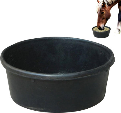 Horse Feed Pan, 4L Rubber Animal Feed Bowl, Water Trough Food Container for Dog Cat Duck Chicken Small Animal Ranch Farm Outdoor