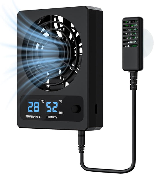 Reptile Humidity Control Fan for Terrariums, Quiet Airflow System for Tanks and Enclosures, Black