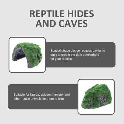 Reptile Hideout and Turtle Basking Platform Resin Cave Shelter Flocking Surface Large Habitat Decor for Geckos, Bearded Dragons, and Turtles in Terrariums