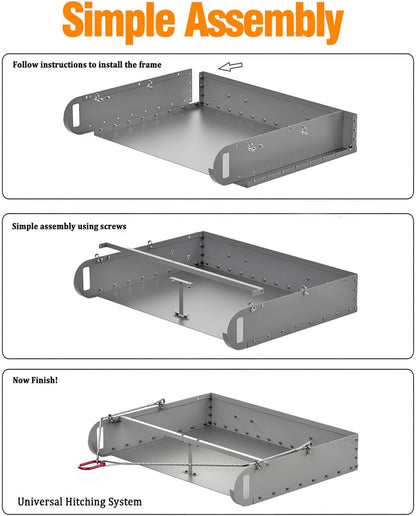 Pasture Manure Scoop, Tow Behind Manure Scoop for Horses Paddocks, Picks Up for Small Manure from Horse, Instead of a Manure Fork ATV Rake, Silver
