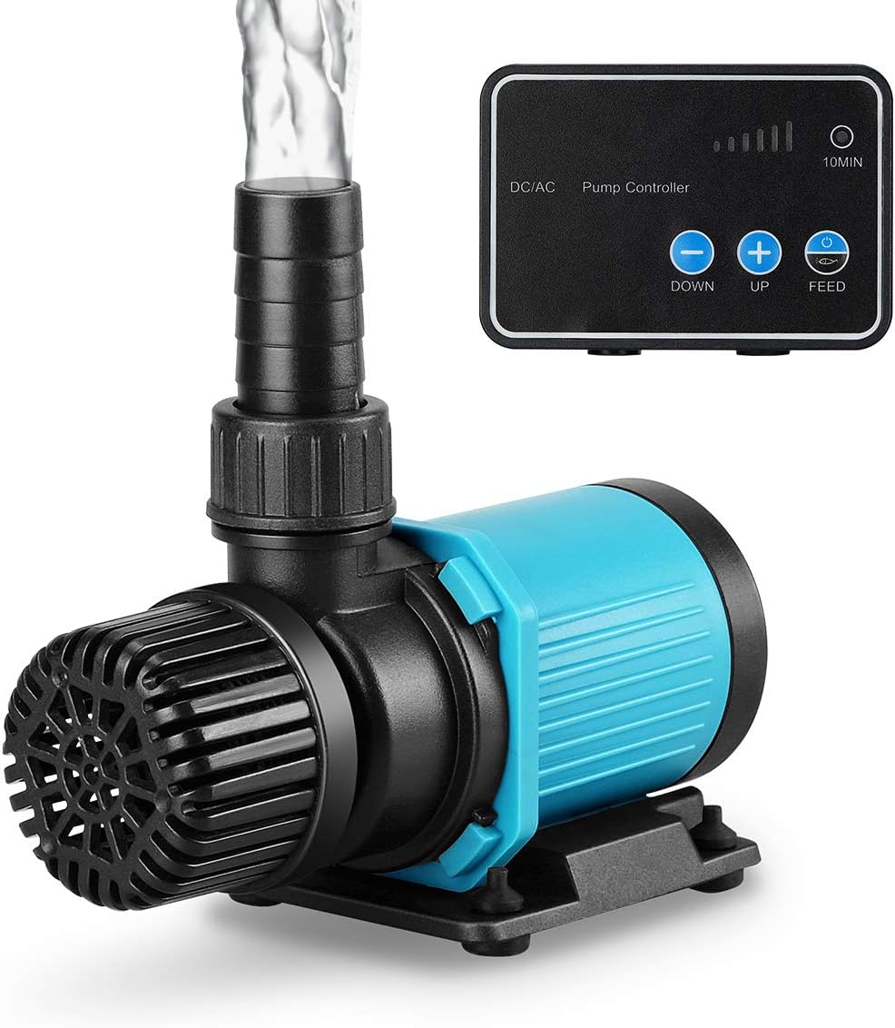 800GPH 30W16FT Aquarium 24V DC Water Pump with Controller, Submersible and Inline Return Pump for Fish Tank,Aquariums,Fountains,Sump,Hydroponic,Pond,Freshwater and Marine Water Use