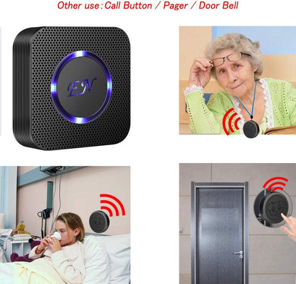 EverNary Dog Door Bell, Wireless Doggie Doorbells for Potty Training, Door Bell for Dogs to Go Outside, Dog Bells to with 1 Receiver and 2 Waterproof Transmitters (Black)