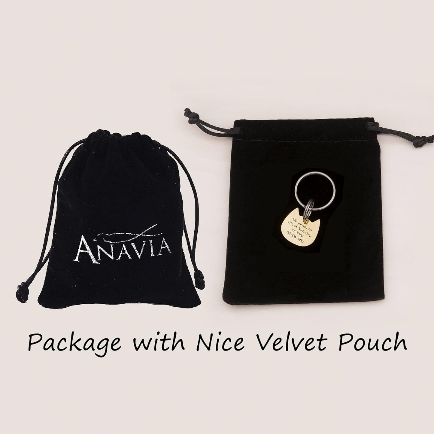 Anavia Cat Head & Fish Shape Pet ID Tags, Personalized Funny Icon Design Cat Name Tag, Customized Gold Plated Glossy Stainless Steel Black Rainbow Cat Dog Collar Tag (Small, Cat Head Shape, Silver)