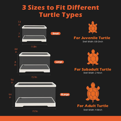 AZV Small Turtle Tank Kit,PC Starter Aquarium and Large Red Eared Slider Aquatic for Baby Tortoise,Fishes and Amphibians,Include Basking Pl