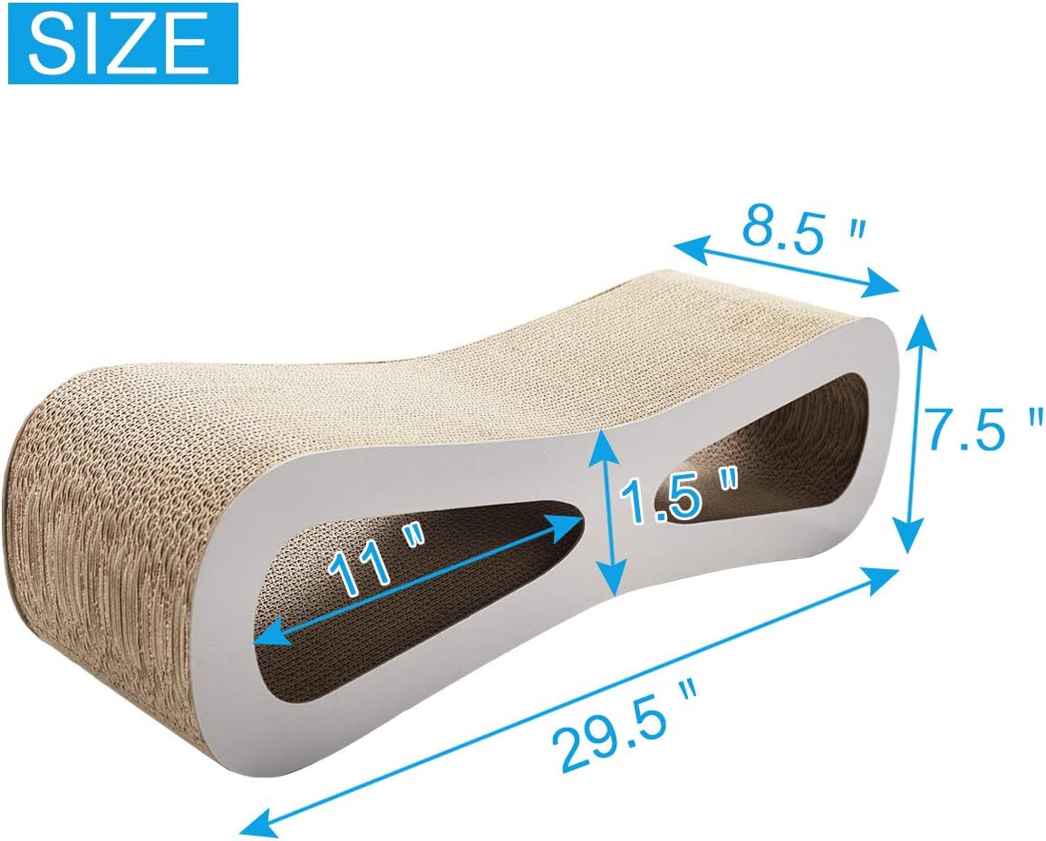 GREAZ Interactive Cat Scratcher Lounge with Catnip, Durable Cardboard Design, Natural Wood Color, Play and Rest