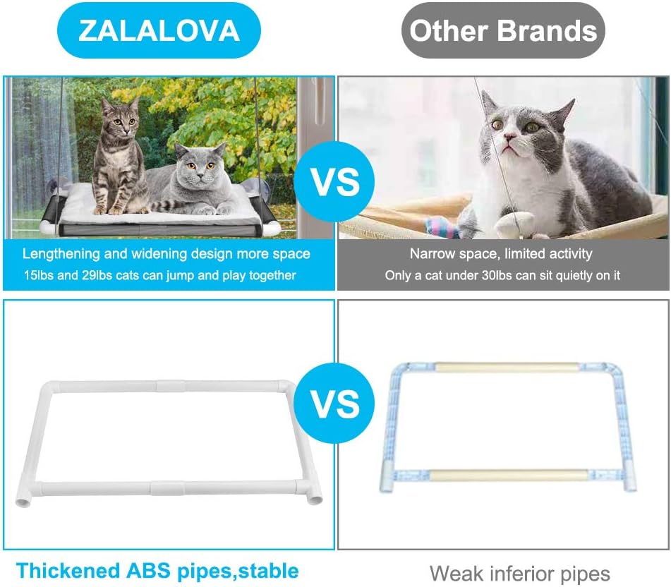 Cat Window Perch, Cat Hammock Window Seat w/Free Fleece Blanket 2025 Latest Screw Suction Cups Extra Large Sturdy Cat Bed Cat Resting Seat Hold Two Large Cats White Indoors (One Extra Suction Cup