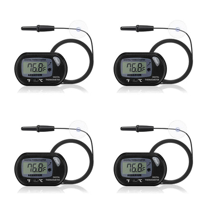 Aquarium Thermometer with Large LCD Display Fahrenheit/Celsius(℉/℃) Fish Tank Thermometer for Aquarium Reptile Terrarium Digital Water Thermometer with Suction Cup(4 Pack)